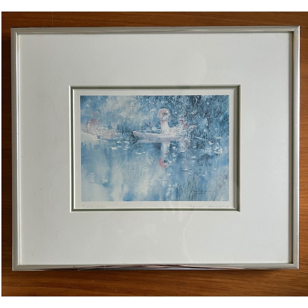 Brent Heighton Timeless Art Card Framed 11x9 Blue White Pre-owned Impressionist